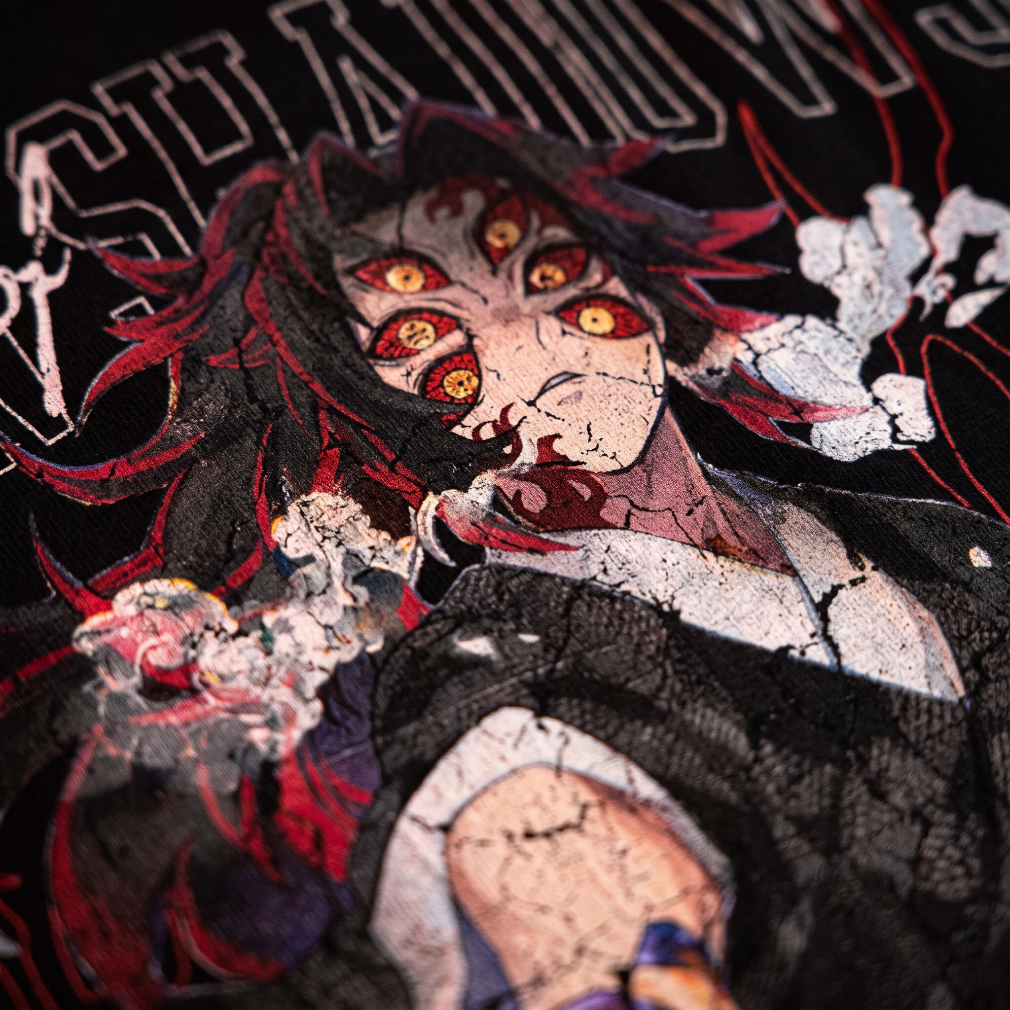 Demon Slayer tee print close-up