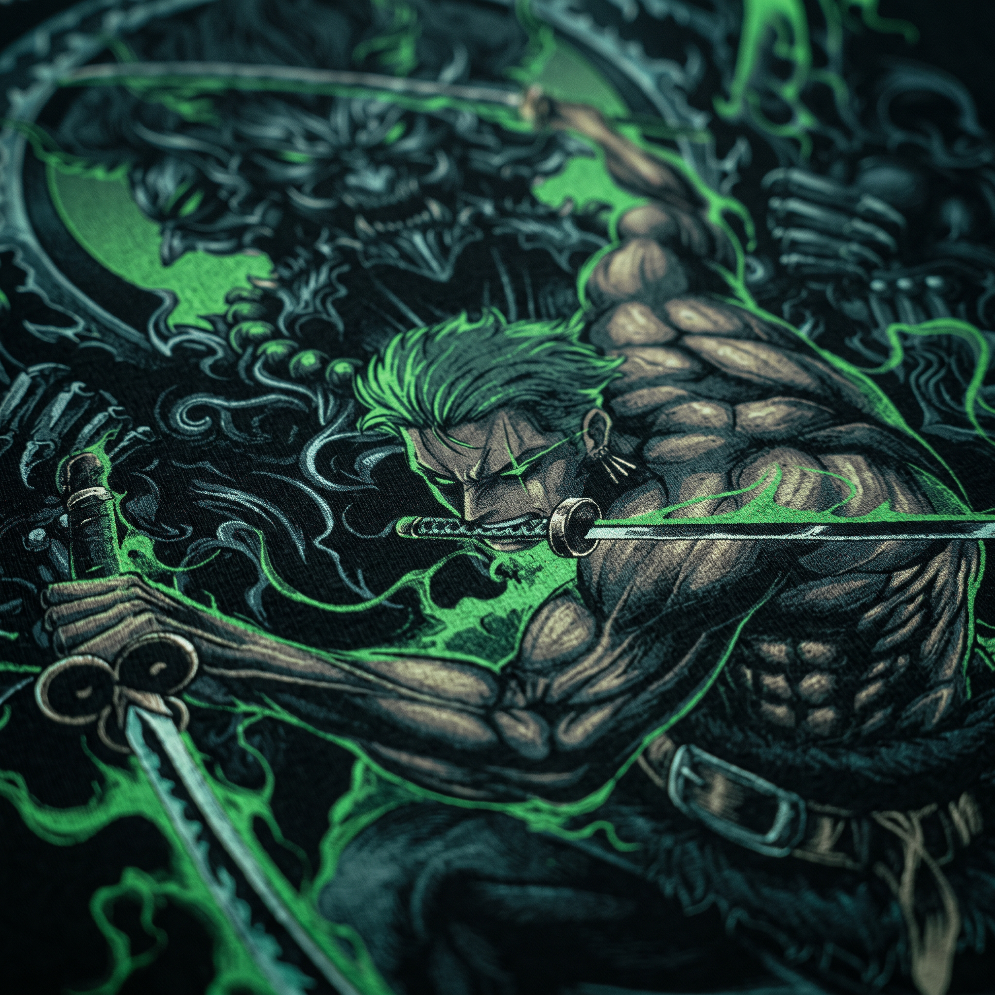 Close-up of the Roronoa Zoro print
