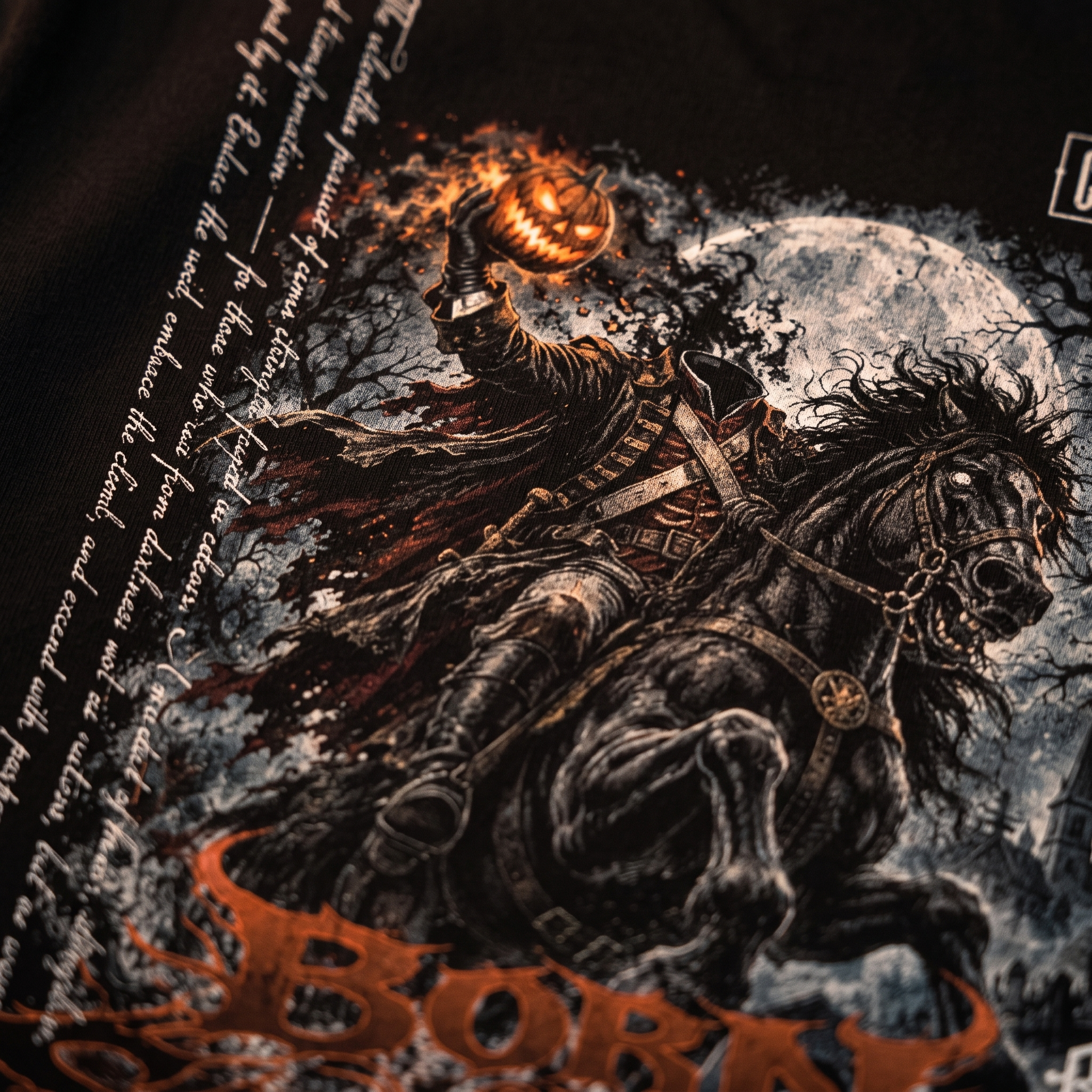 Close-up of the Headless Horseman print